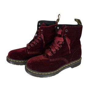 DR. MARTENS 1460 PASCAL VELVET SZ US 6 UK 4 EU 37 RED BURGUNDY BOOTS